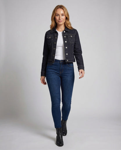 Damen Truckerjacke Kurz Jeans - Eveloria