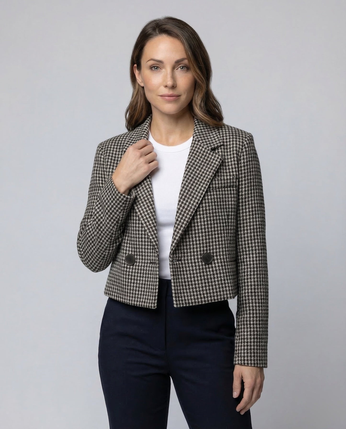 Damen Blazer Kurz Hahnentritt - Eveloria