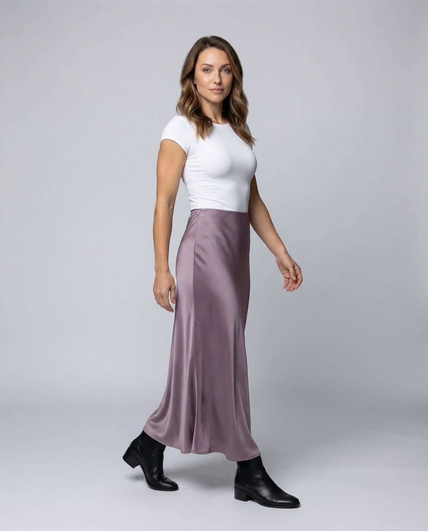 Damen Maxirock aus Satin Schrägschnitt - Eveloria