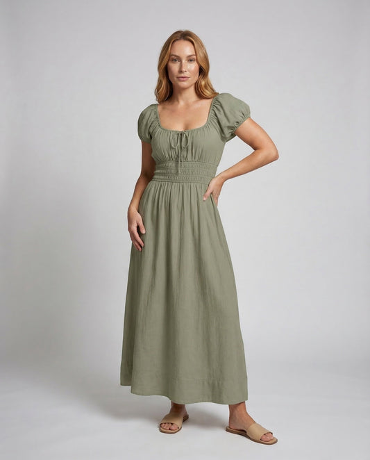 Damen Maxikleid mit Puffärmeln - Eveloria