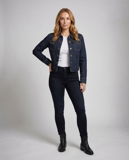 Damen Denimjacke Tailliert Blau - Eveloria