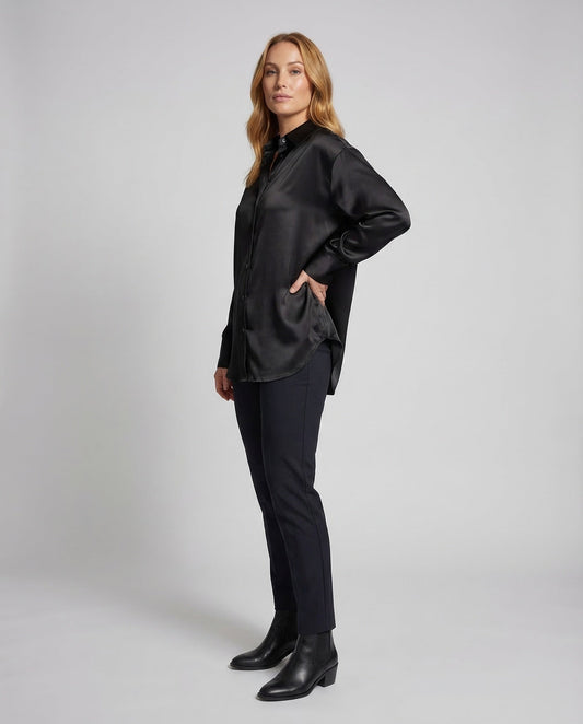 Damen Oversize Satin Bluse - Eveloria