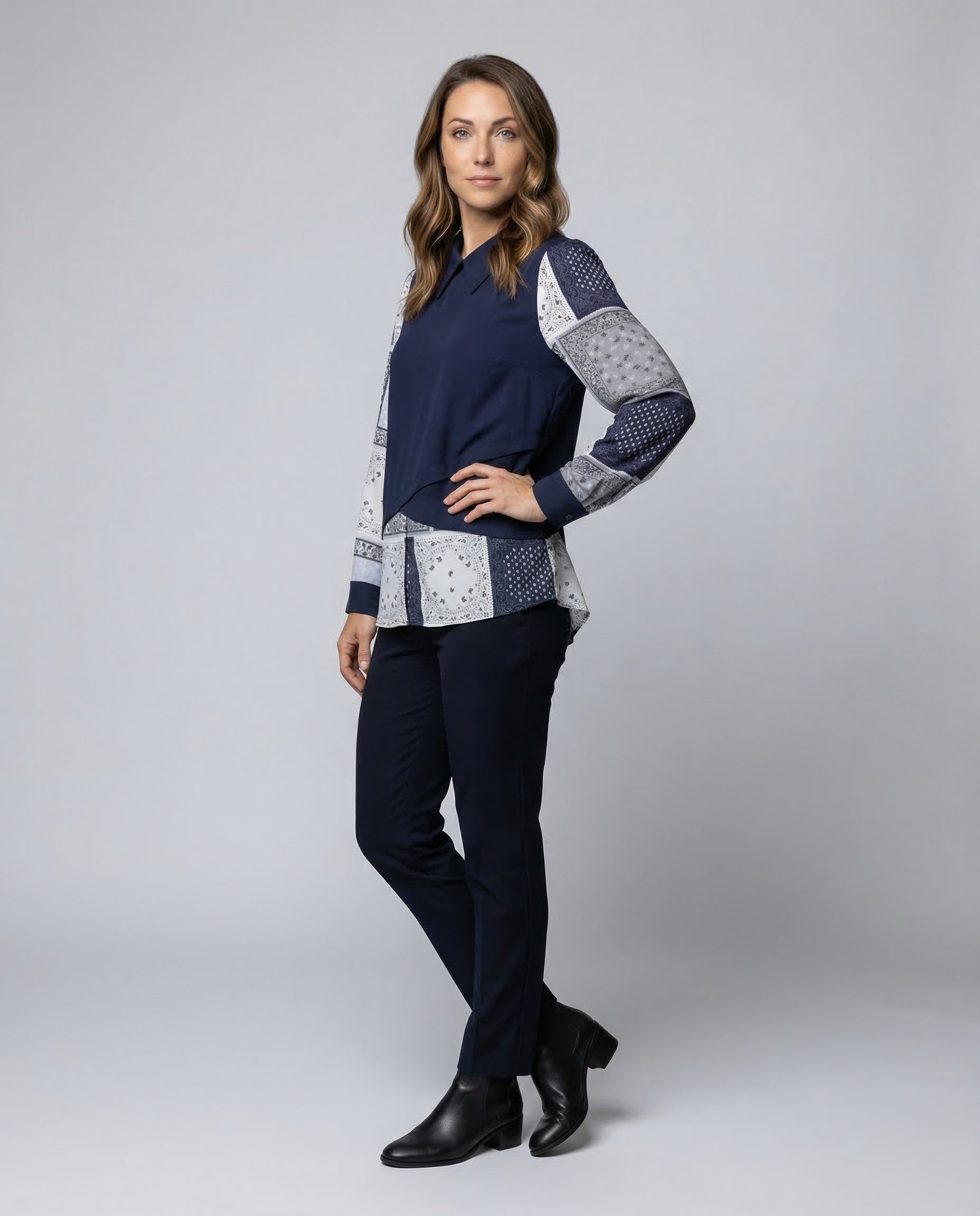 Damen Blusentop Lagenlook aus Seide Weiß - Eveloria