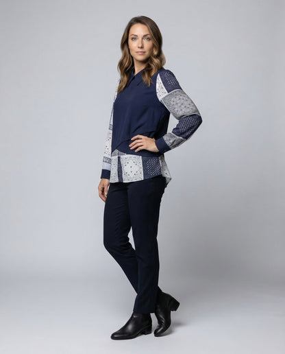 Damen Blusentop Lagenlook aus Seide Weiß - Eveloria