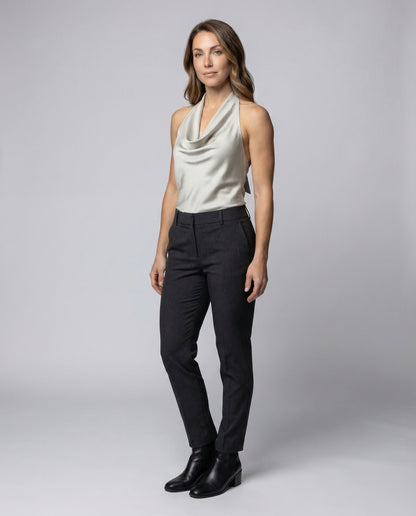 Damen Satin Halterneck Drapiert - Eveloria