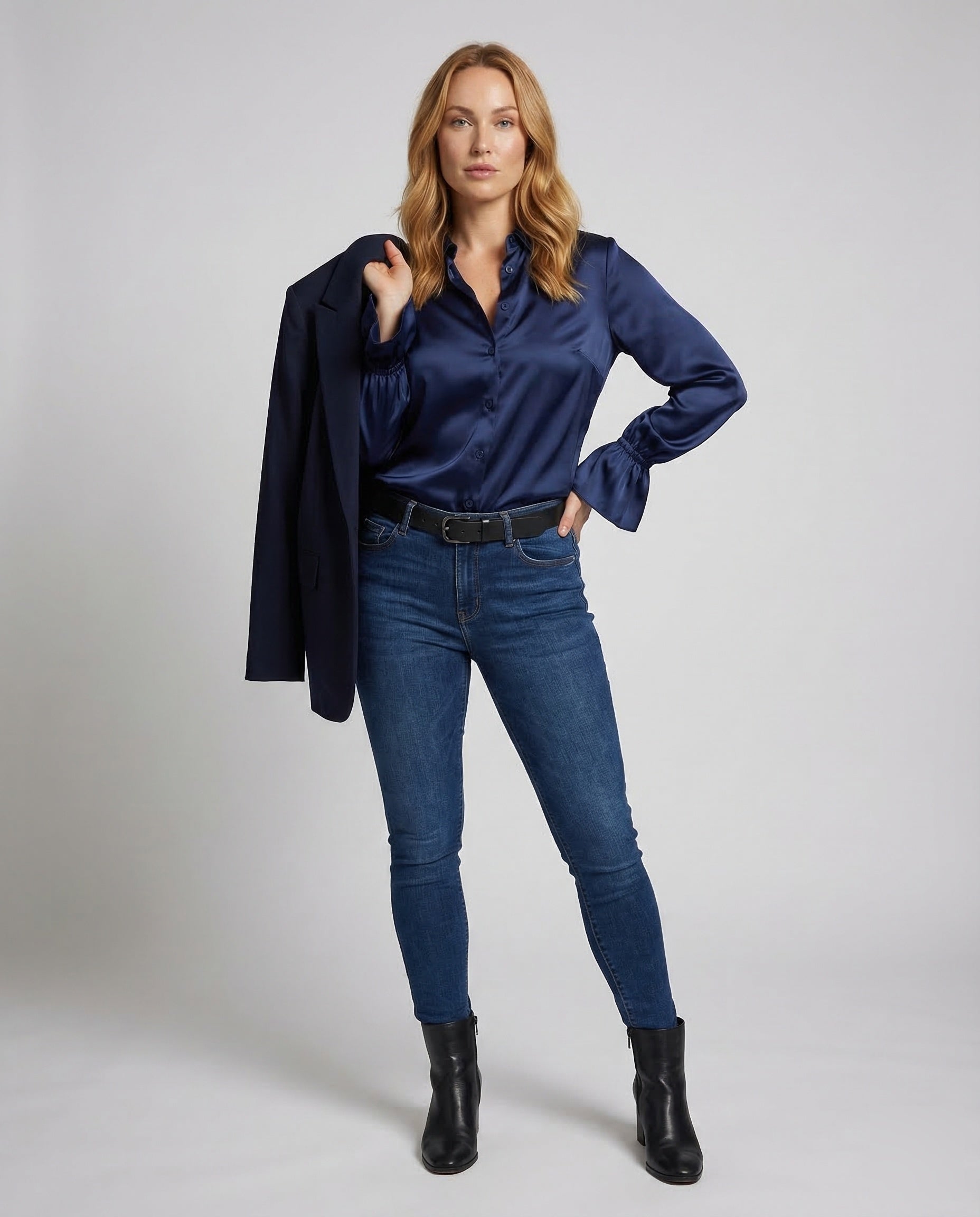 Damen Satinbluse Elegant wird zu: Damen Satin Bluse Elegantes Design - Eveloria