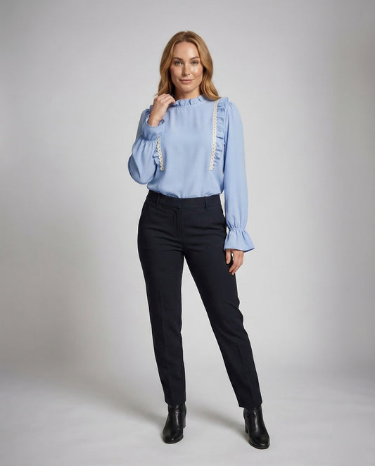 Damen Rüschenbluse aus Spitze Weiß - Eveloria