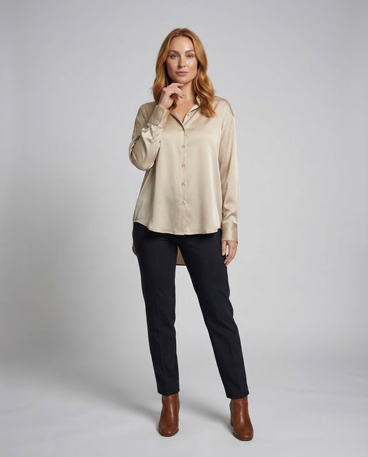 Damen Oversize Bluse aus Satin - Eveloria