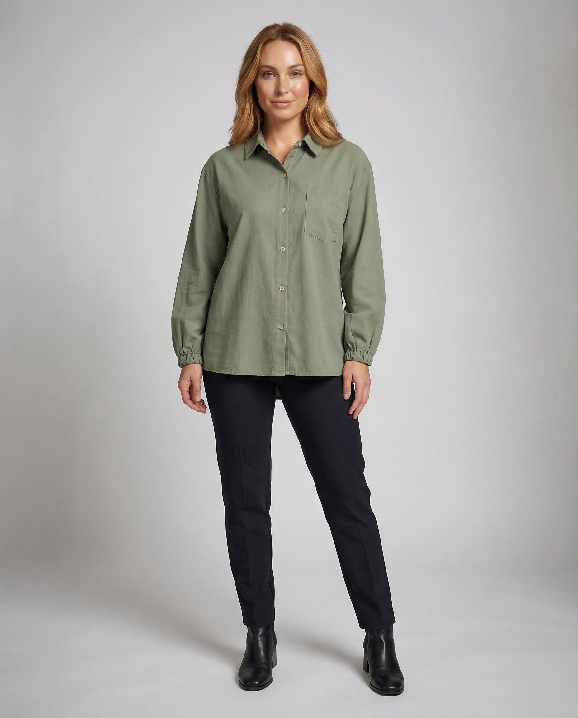 Damen Bluse Viskose Leinen - Eveloria