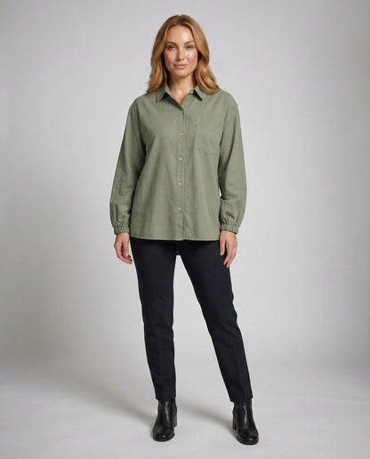 Damen Bluse Viskose Leinen - Eveloria