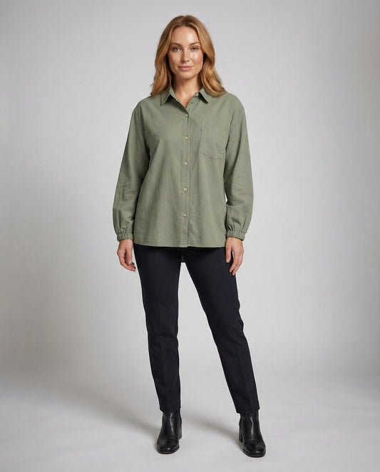 Damen Bluse Viskose Leinen - Eveloria