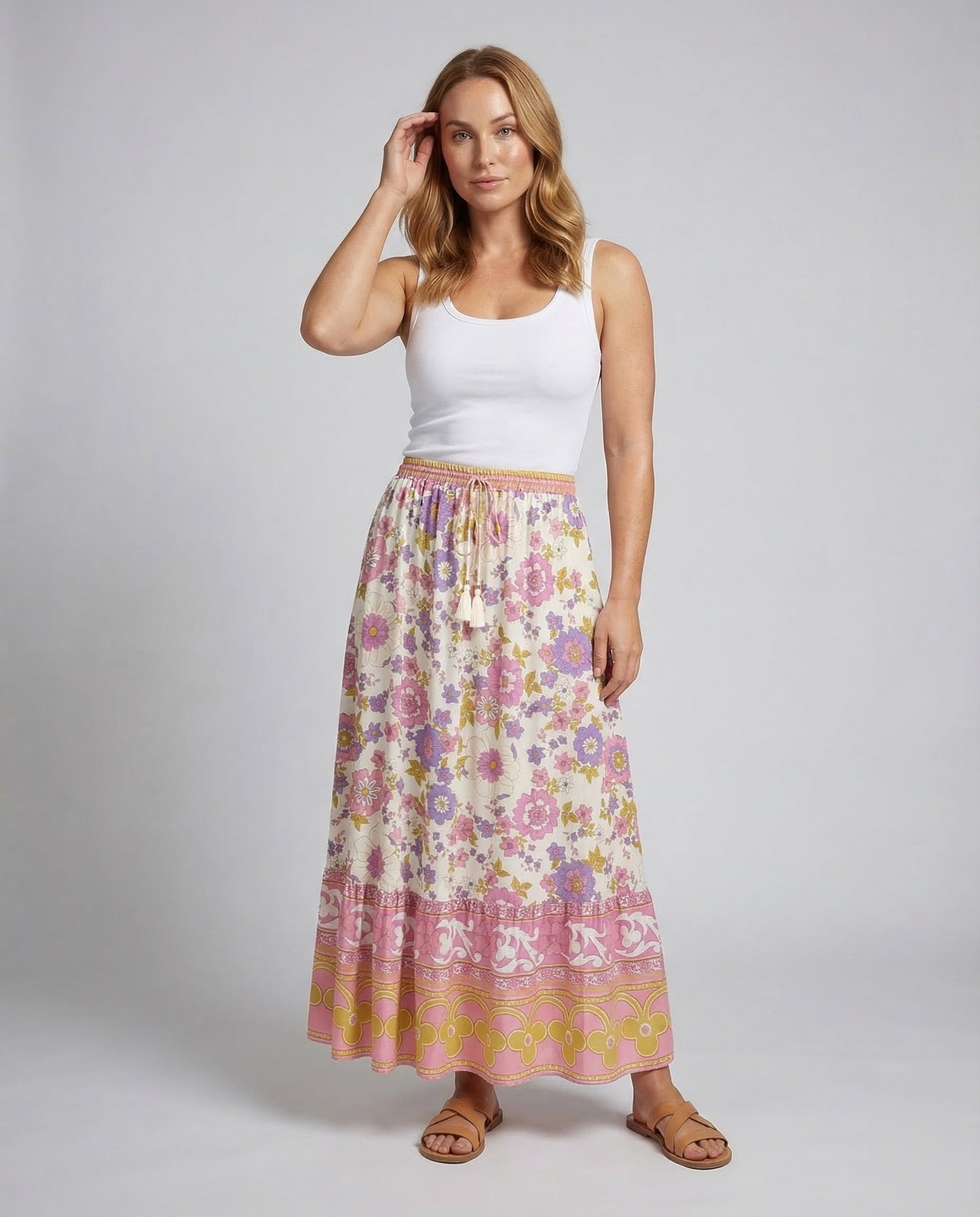 Damen Midirock Boho-Print - Eveloria