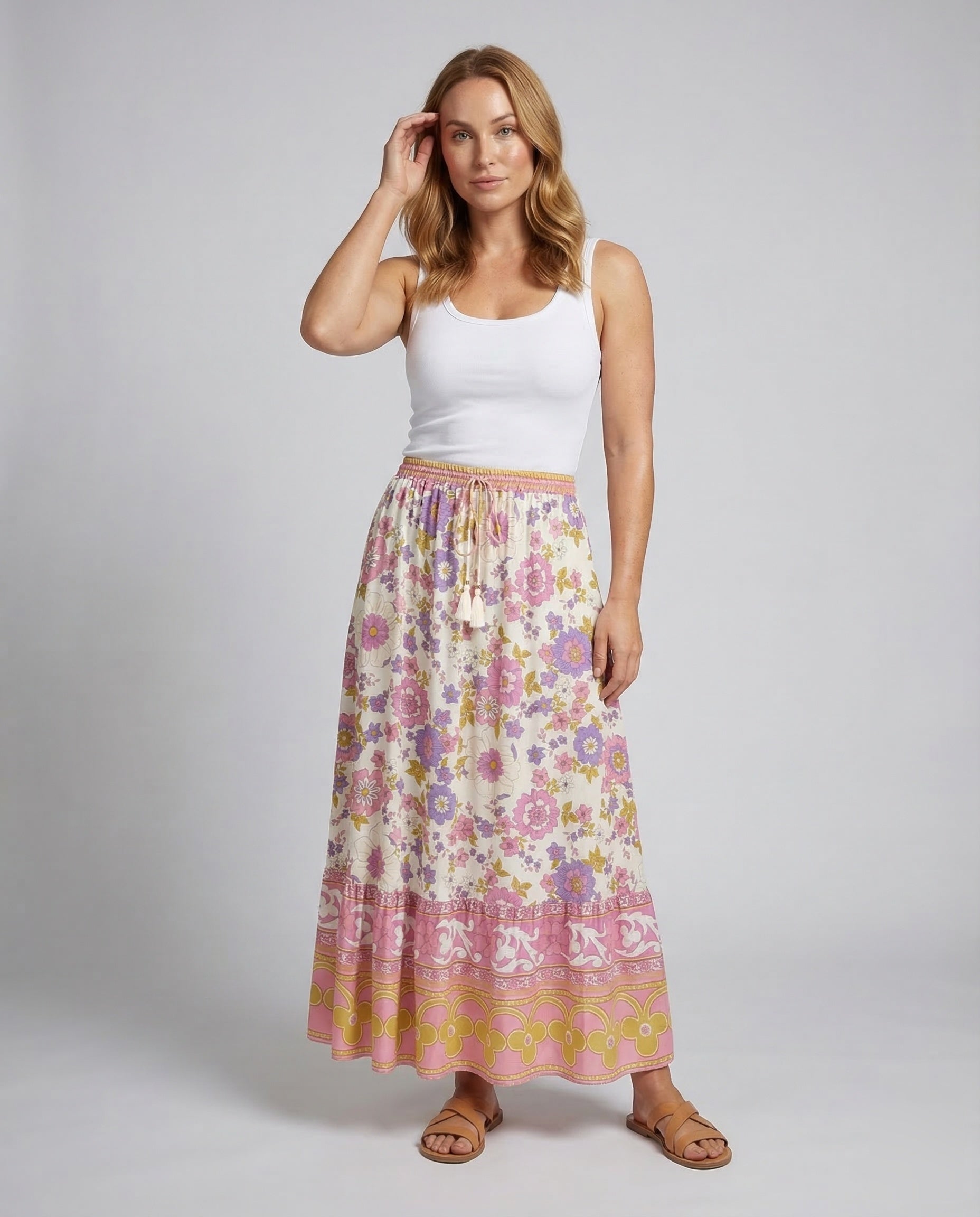 Damen Midirock Boho-Print - Eveloria