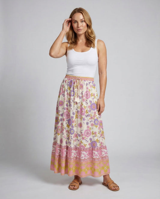 Damen Midirock Boho-Print - Eveloria