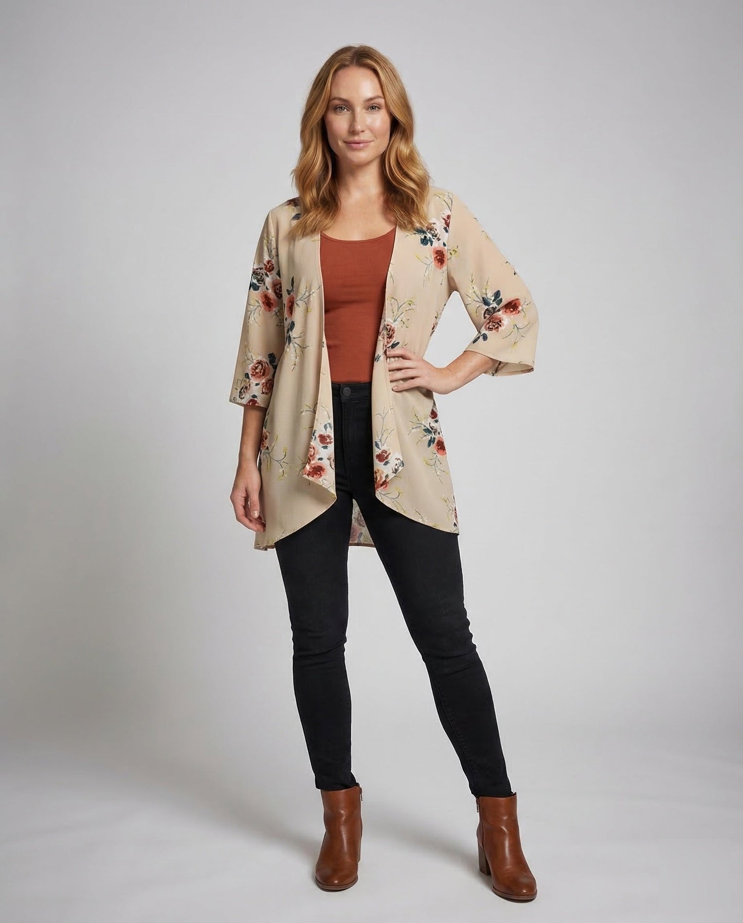 Damen Kimono Cardigan Blumenmuster - Eveloria