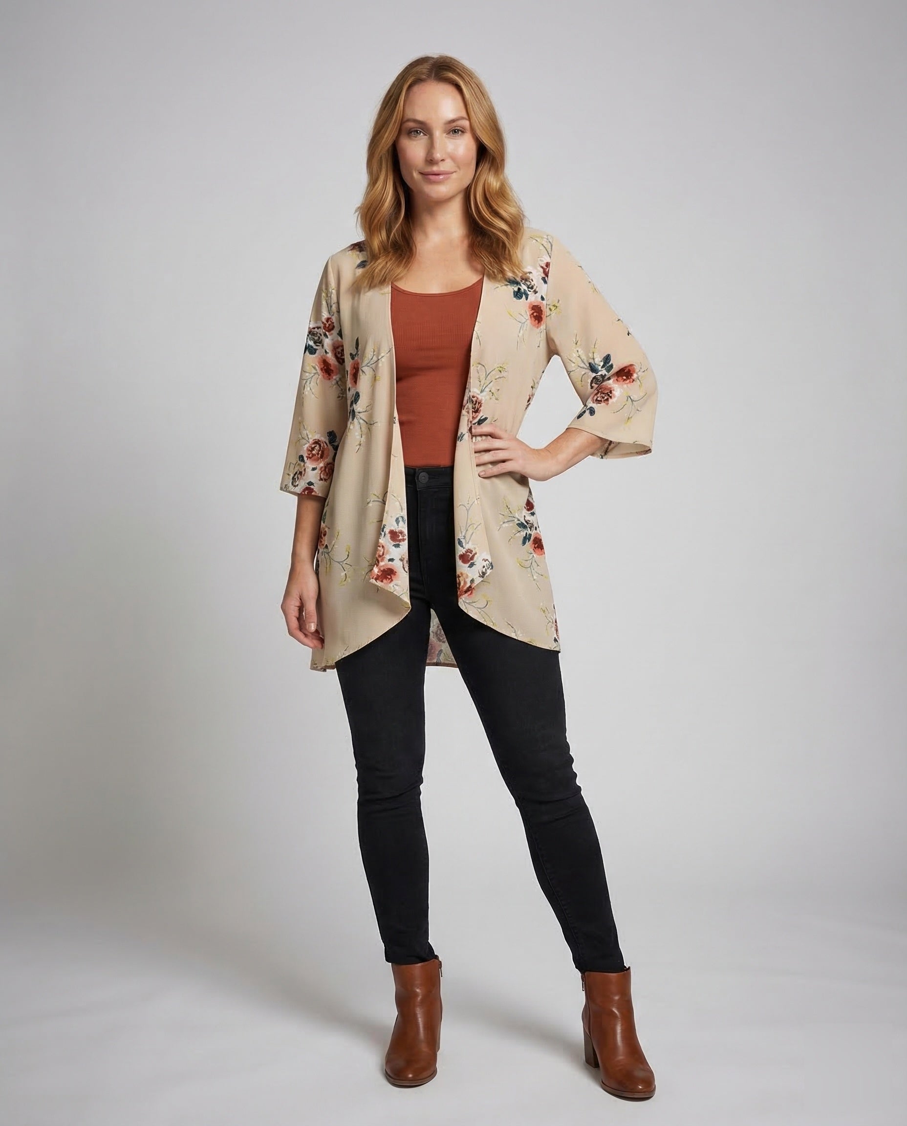 Damen Kimono Cardigan Blumenmuster - Eveloria