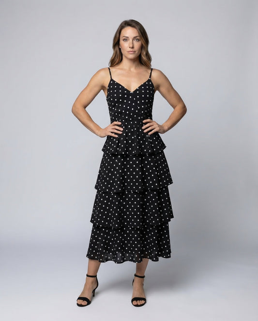 Damen Midikleid mit Punkten - Eveloria