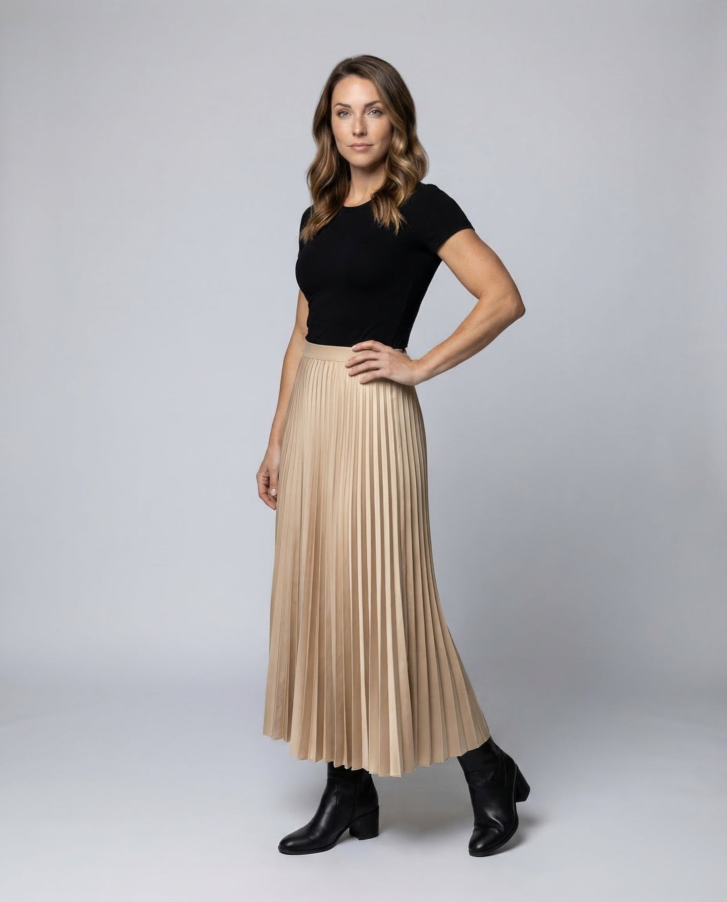 Damen Midirock Plissee High Waist - Eveloria