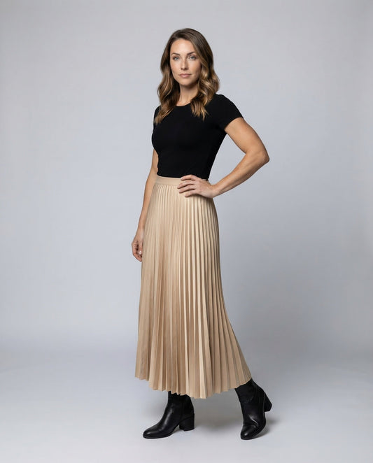 Damen Midirock Plissee High Waist - Eveloria