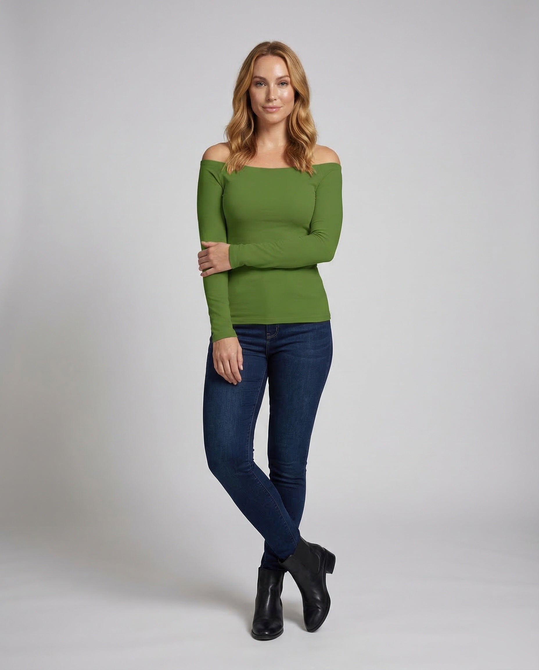 Damen Off-Shoulder Langarmshirt - Eveloria