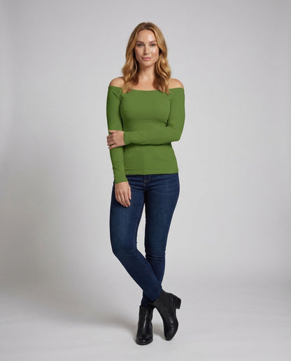 Damen Off-Shoulder Langarmshirt - Eveloria