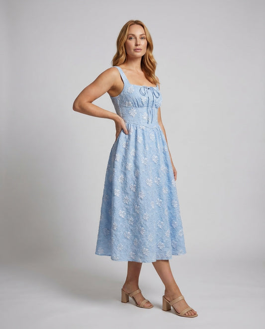Damen Midikleid mit Korsage Jacquard - Eveloria