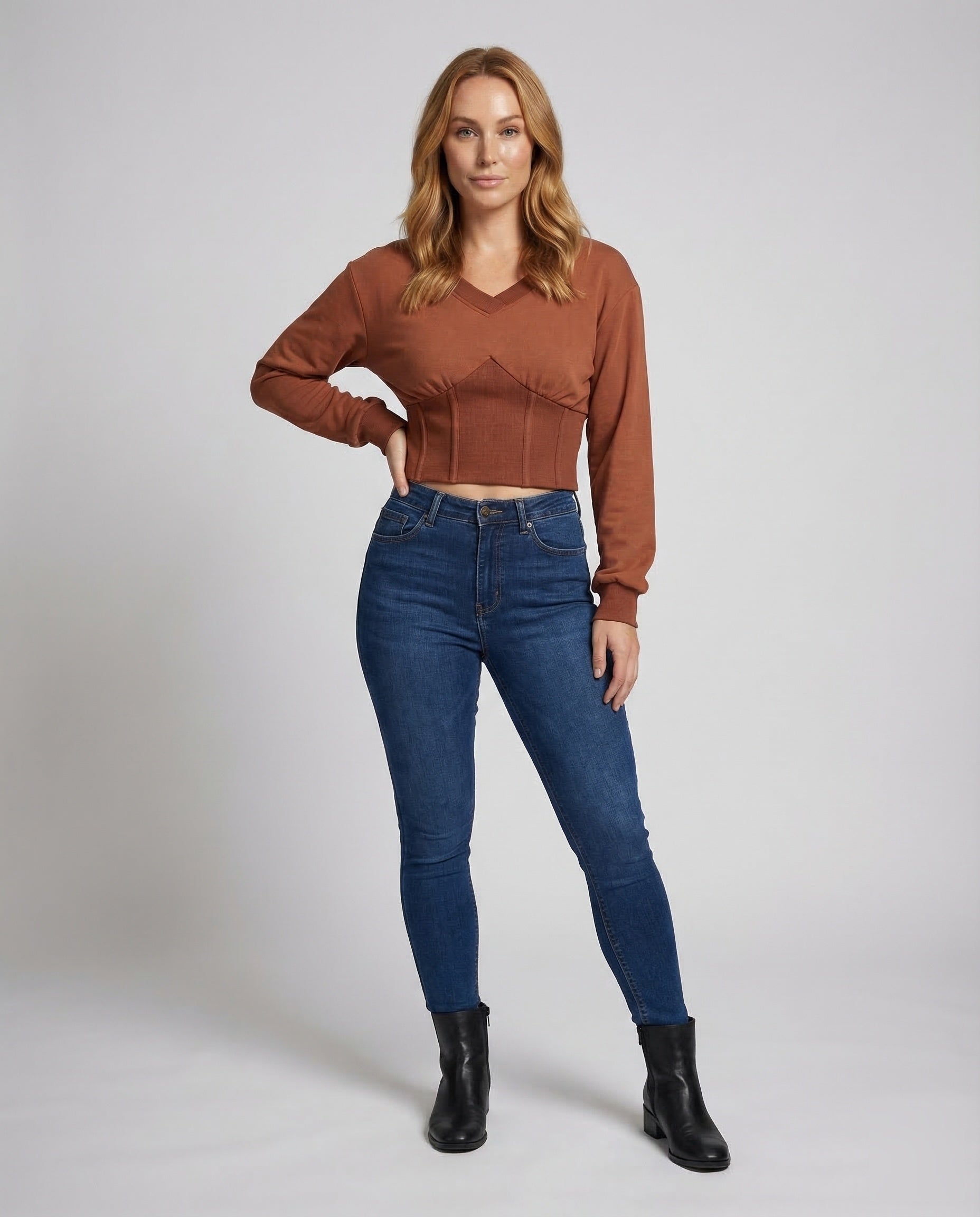 Damen Sweatshirt mit Korsage Detail - Eveloria