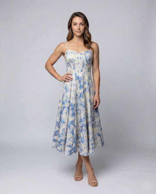 Damen Midikleid Mit Korsage - Eveloria