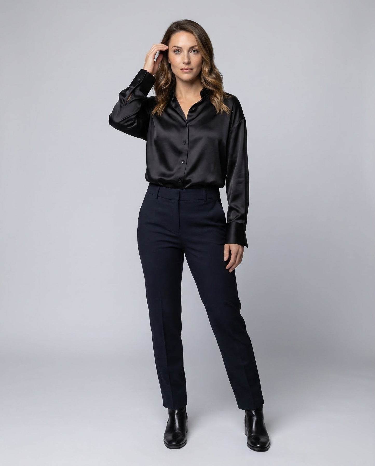 Damen Satin Bluse Weit - Eveloria