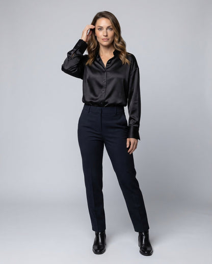 Damen Satin Bluse Weit - Eveloria