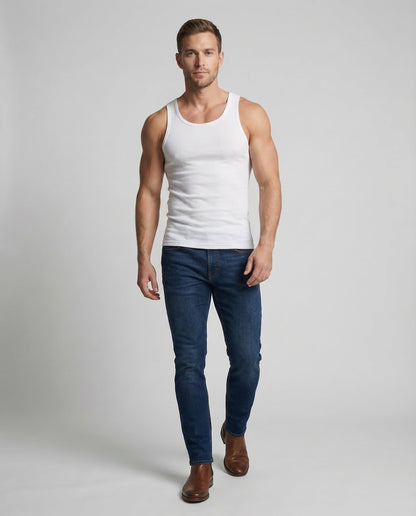 Herren Tanktop Leichtes Baumwoll-Mesh Schwarz - Eveloria