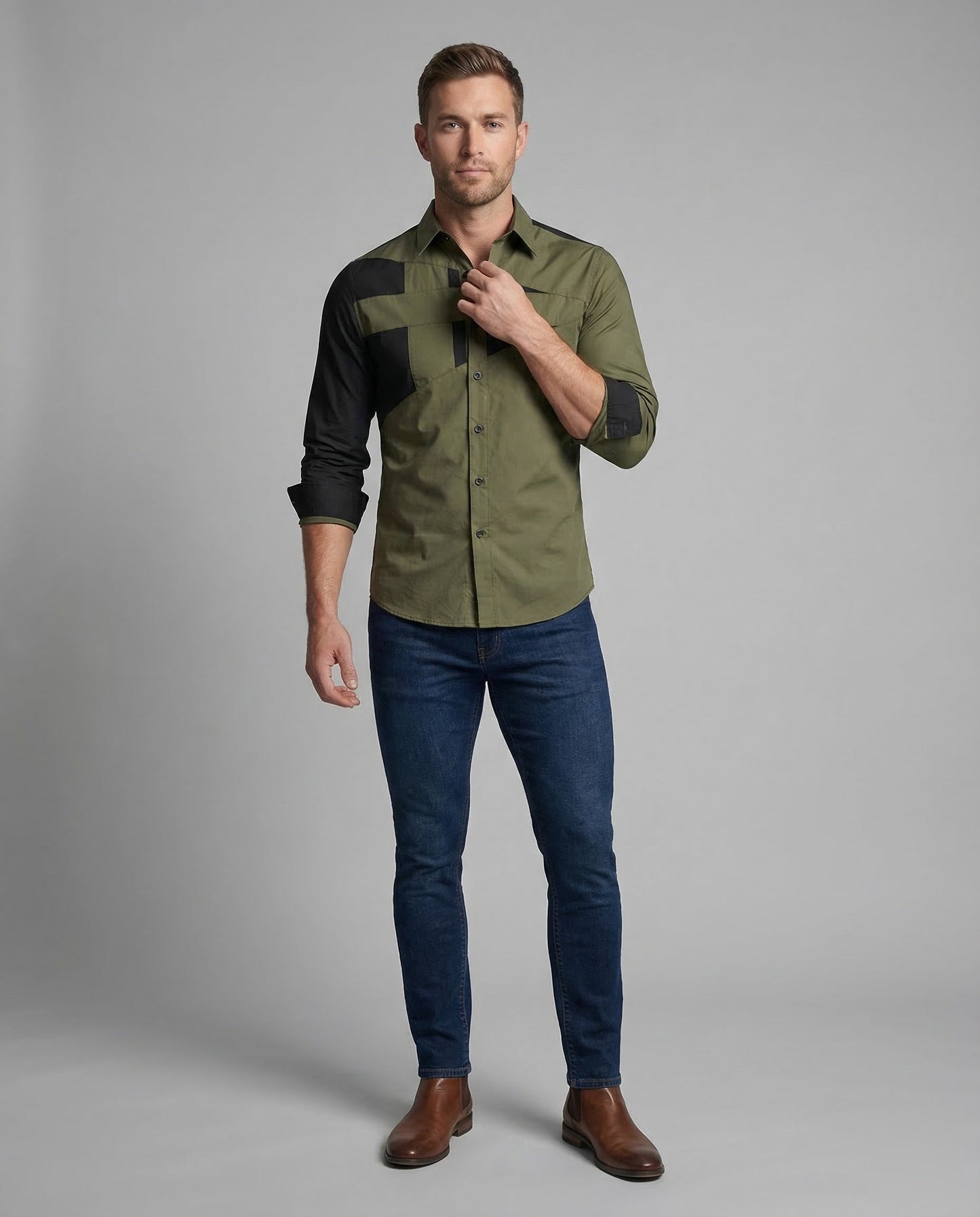 Herren Slimfit Hemd Kontrastfarben - Eveloria
