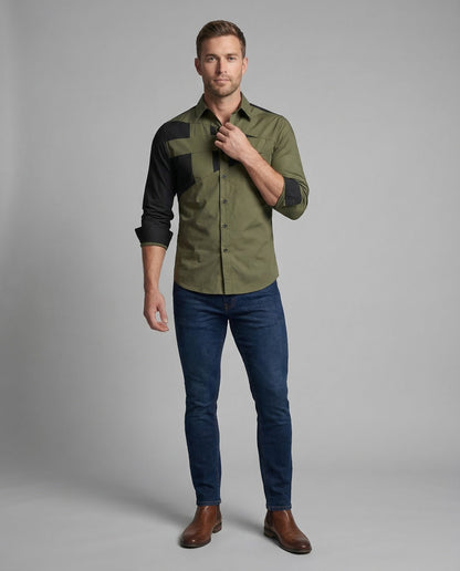 Herren Slimfit Hemd Kontrastfarben - Eveloria