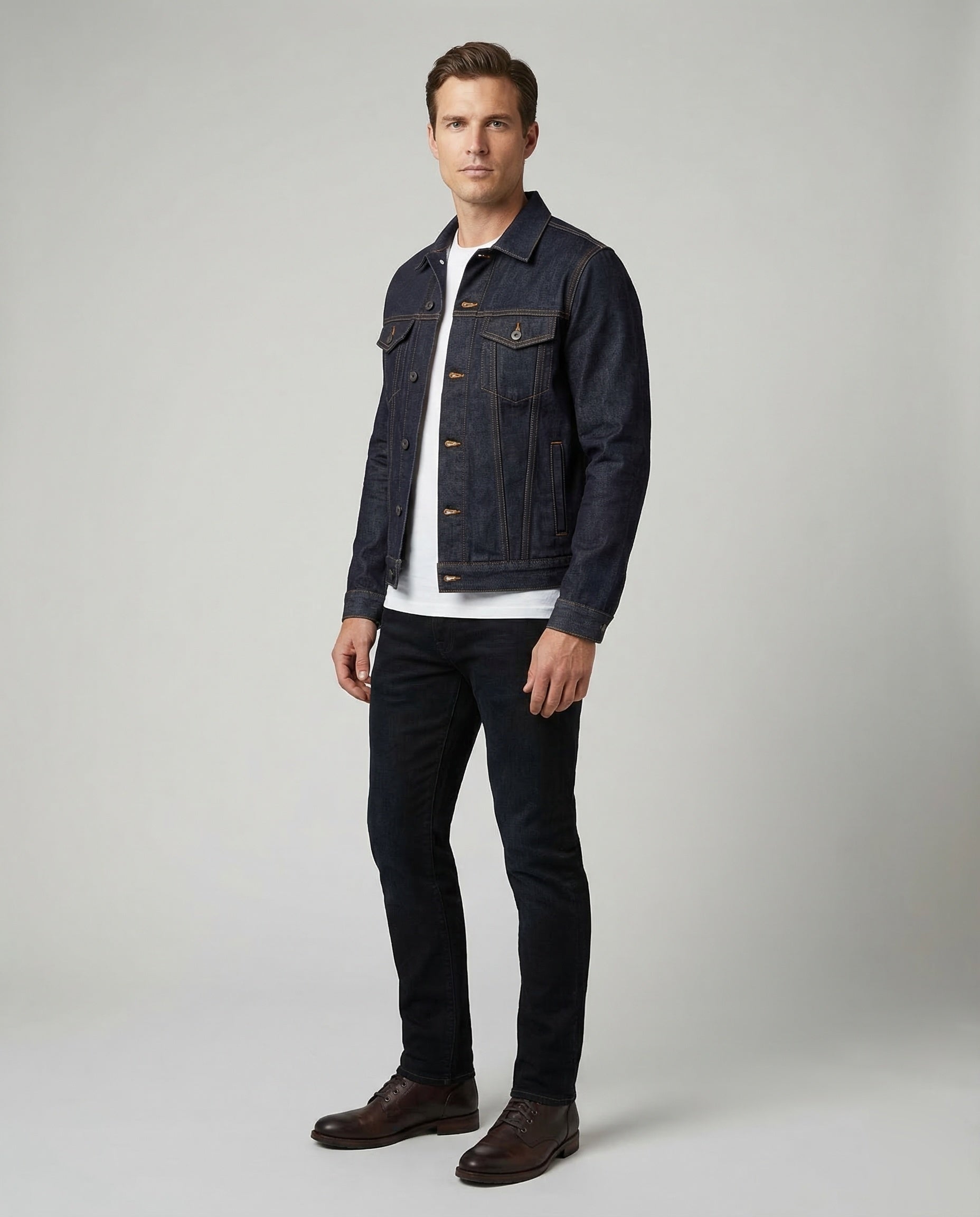 Herren Trucker Jeansjacke Baumwolle Blau - Eveloria