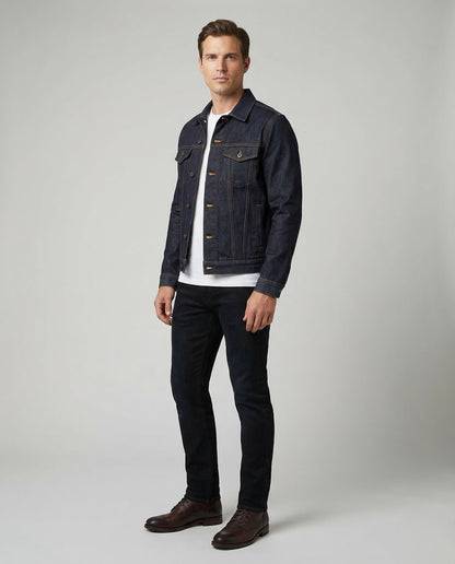Herren Trucker Jeansjacke Baumwolle Blau - Eveloria