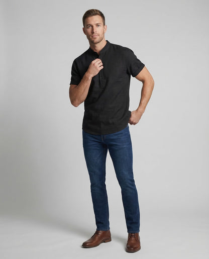 Herren Leinenhemd Henley - Eveloria