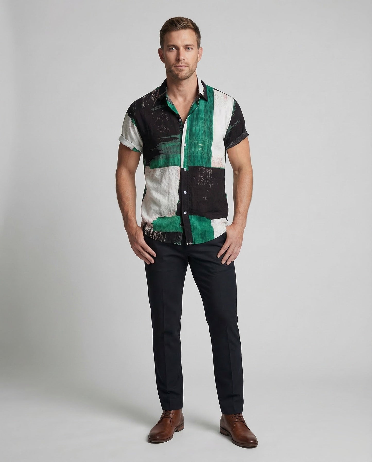 Herren Sommerhemd Blumenprint Baumwolle - Eveloria