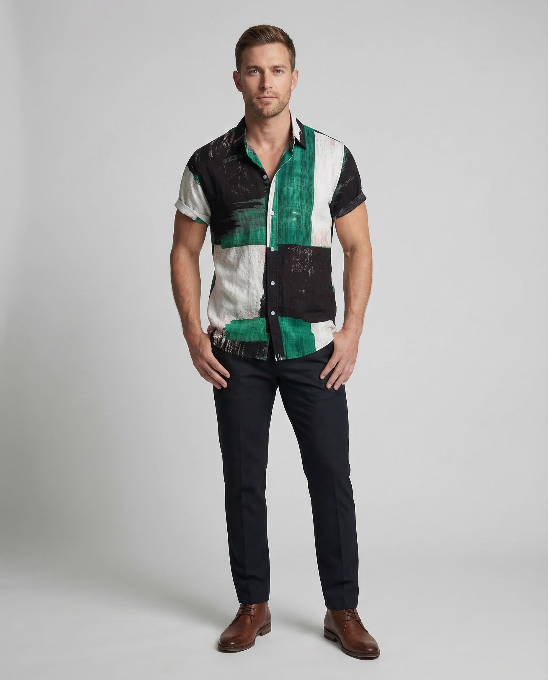 Herren Sommerhemd Blumenprint Baumwolle - Eveloria