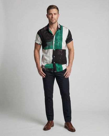 Herren Sommerhemd Blumenprint Baumwolle - Eveloria