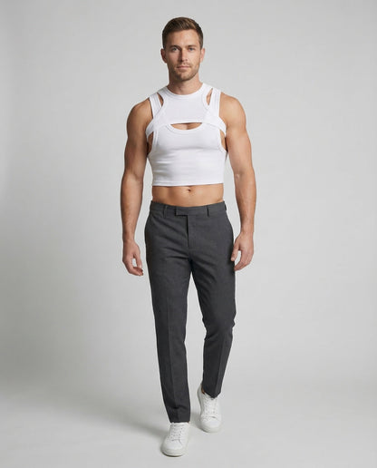 Herren Crop Ripp Oberteil Baumwolle Schwarz - Eveloria
