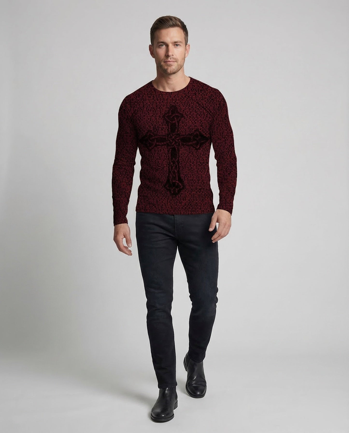 Herren Langarmshirt mit Print - Eveloria