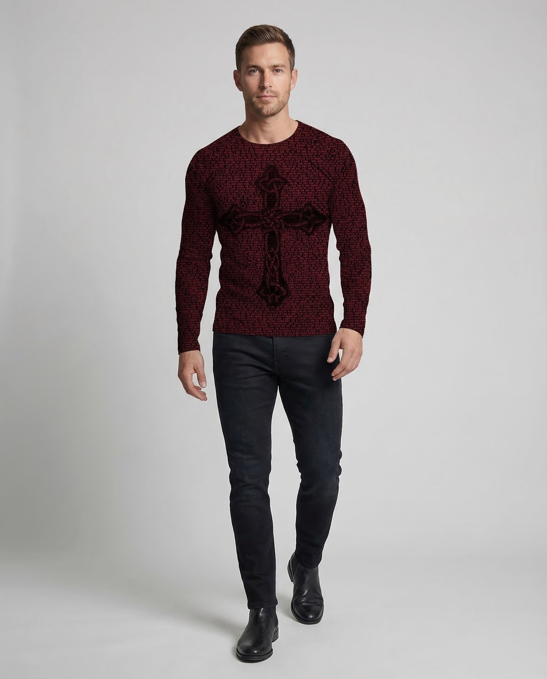Herren Langarmshirt mit Print - Eveloria