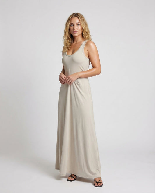 Damen Maxikleid Ärmellos Jersey - Eveloria
