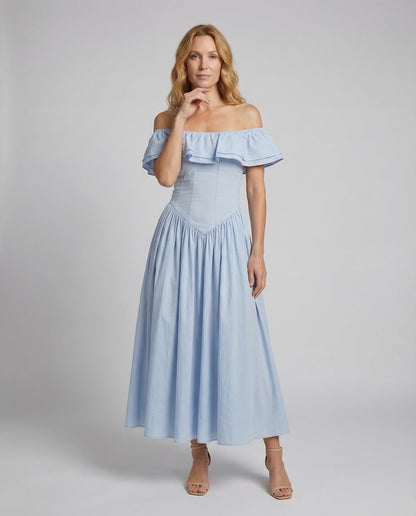 Damen Kleid Carmen Volantärmel - Eveloria