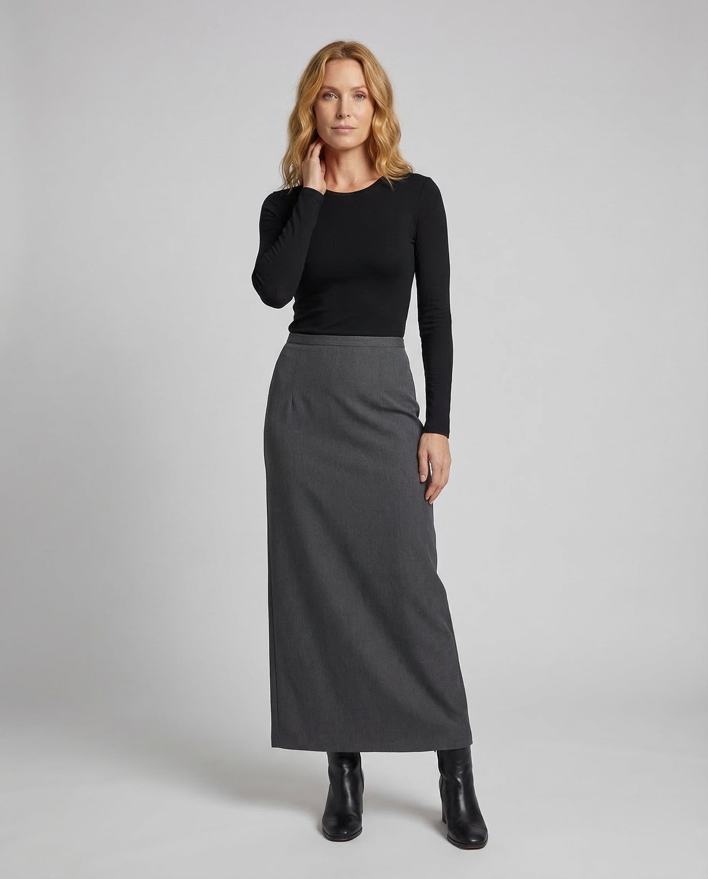 Damen Maxirock Mit Schlitz Elegant Schwarz - Eveloria