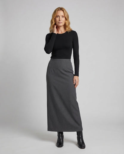 Damen Maxirock Mit Schlitz Elegant Schwarz - Eveloria