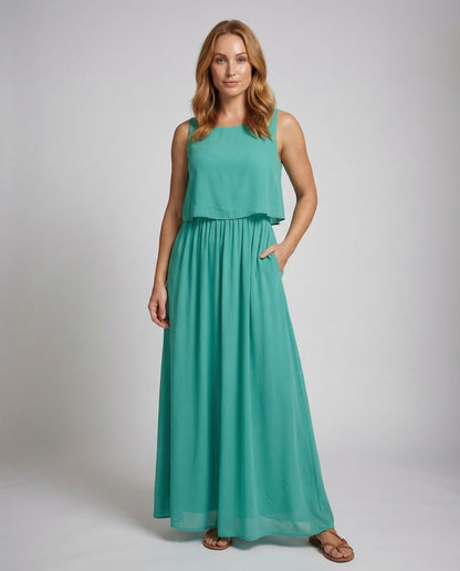 Damen Maxikleid Chiffon Überlay - Eveloria