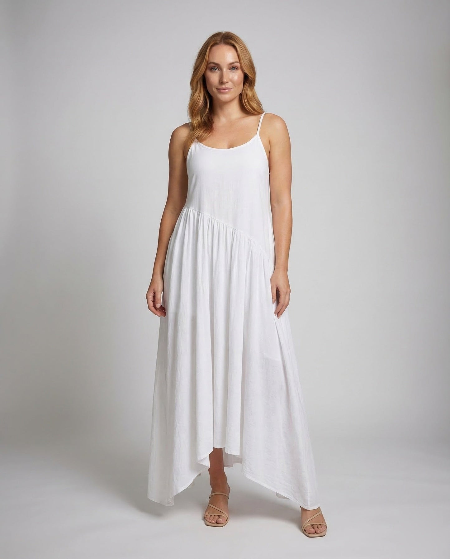 Damen Spaghettiträger Kleid Stufenlook - Eveloria