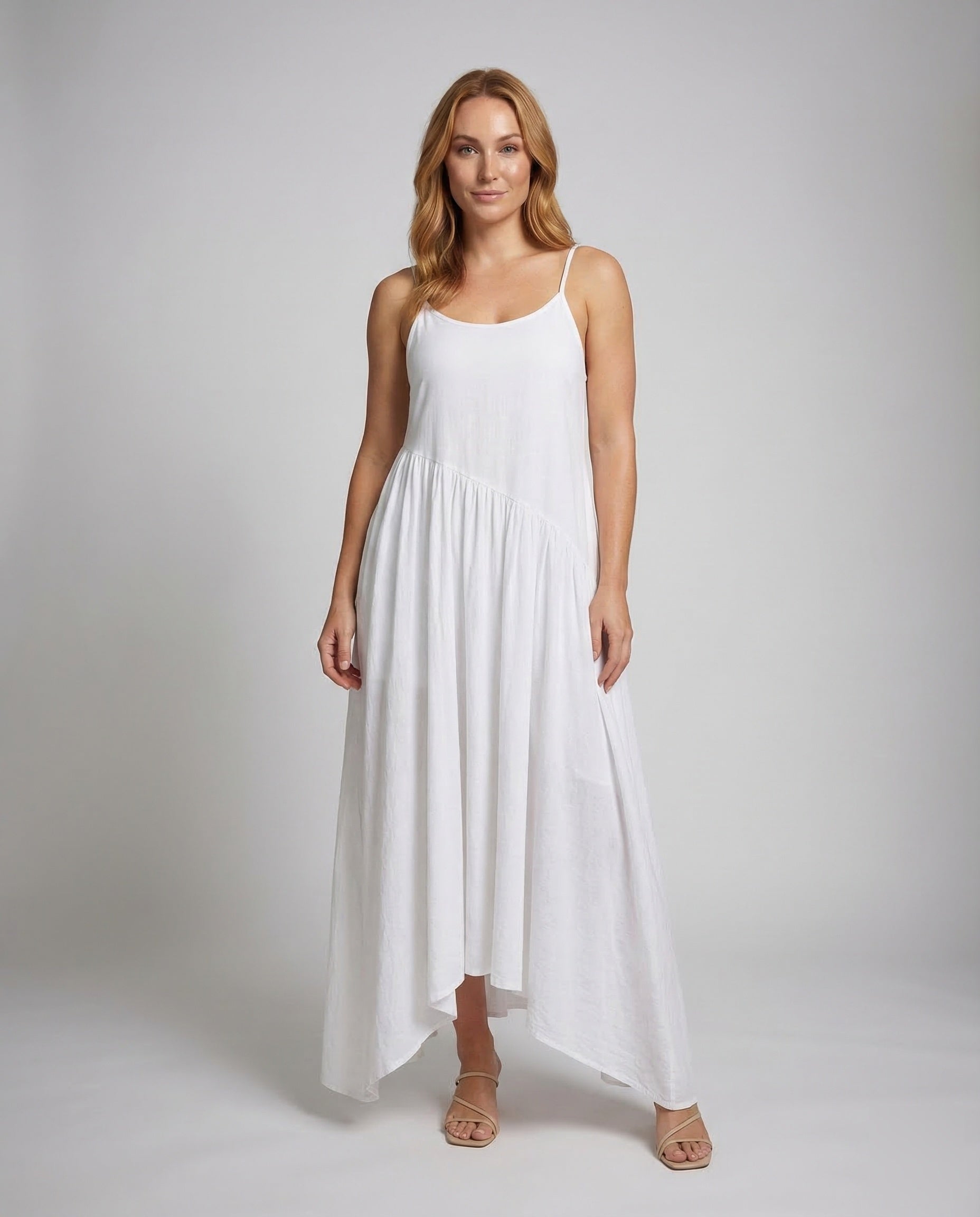 Damen Spaghettiträger Kleid Stufenlook - Eveloria