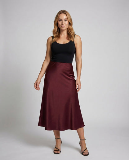 Damen Satin Maxirock Einfach - Eveloria